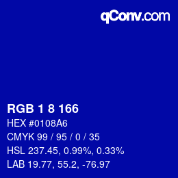 Color code: RGB 1 8 166 | qconv.com