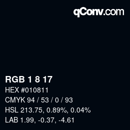 Farbcode: RGB 1 8 17 | qconv.com