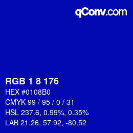 Color code: RGB 1 8 176 | qconv.com