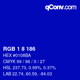 Color code: RGB 1 8 186 | qconv.com