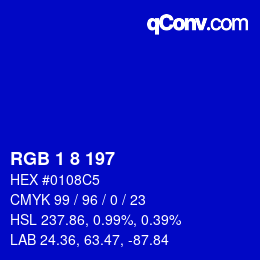 Farbcode: RGB 1 8 197 | qconv.com