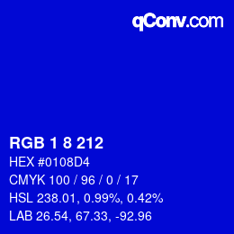 Color code: RGB 1 8 212 | qconv.com
