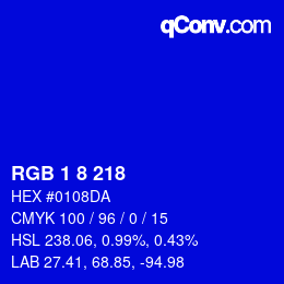 Color code: RGB 1 8 218 | qconv.com