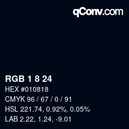 カラーコード: RGB 1 8 24 | qconv.com