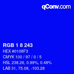 Código de color: RGB 1 8 243 | qconv.com