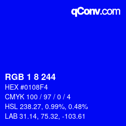 Code couleur: RGB 1 8 244 | qconv.com