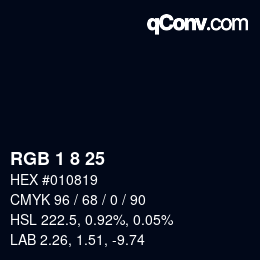 Farbcode: RGB 1 8 25 | qconv.com