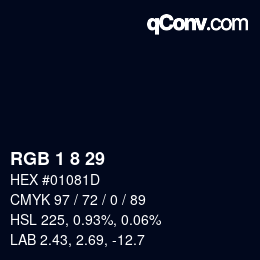 Farbcode: RGB 1 8 29 | qconv.com