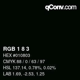 Color code: RGB 1 8 3 | qconv.com