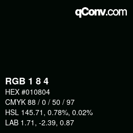 Color code: RGB 1 8 4 | qconv.com