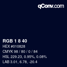 Color code: RGB 1 8 40 | qconv.com