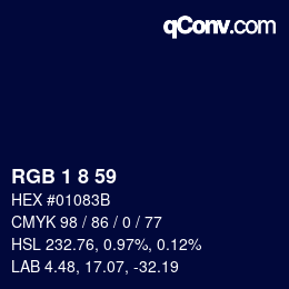 Color code: RGB 1 8 59 | qconv.com
