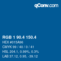 カラーコード: RGB 1 90.4 150.4 | qconv.com