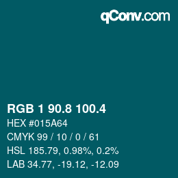 カラーコード: RGB 1 90.8 100.4 | qconv.com