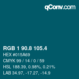 カラーコード: RGB 1 90.8 105.4 | qconv.com