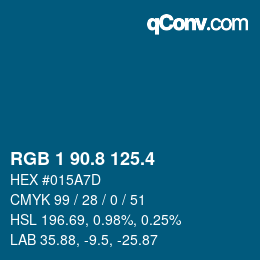 カラーコード: RGB 1 90.8 125.4 | qconv.com