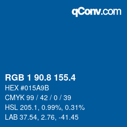 カラーコード: RGB 1 90.8 155.4 | qconv.com