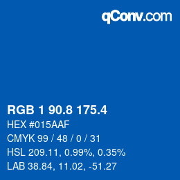 カラーコード: RGB 1 90.8 175.4 | qconv.com