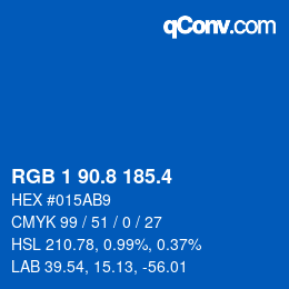 カラーコード: RGB 1 90.8 185.4 | qconv.com
