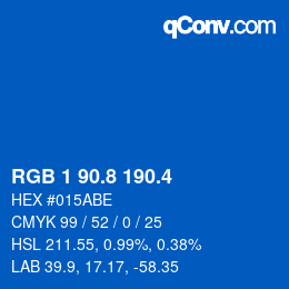 カラーコード: RGB 1 90.8 190.4 | qconv.com