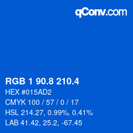 カラーコード: RGB 1 90.8 210.4 | qconv.com
