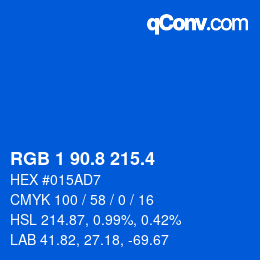 カラーコード: RGB 1 90.8 215.4 | qconv.com