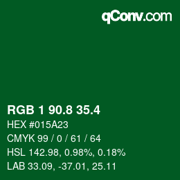 カラーコード: RGB 1 90.8 35.4 | qconv.com
