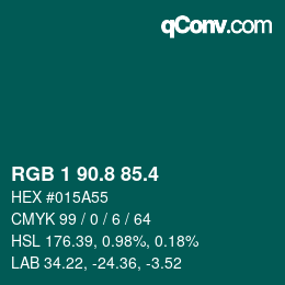 カラーコード: RGB 1 90.8 85.4 | qconv.com