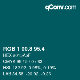 カラーコード: RGB 1 90.8 95.4 | qconv.com