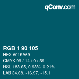 カラーコード: RGB 1 90 105 | qconv.com