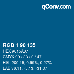 Color code: RGB 1 90 135 | qconv.com