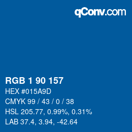 Color code: RGB 1 90 157 | qconv.com