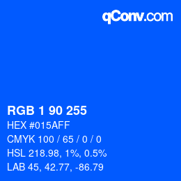 Color code: RGB 1 90 255 | qconv.com