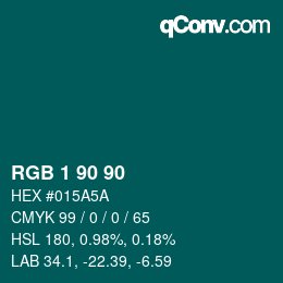 カラーコード: RGB 1 90 90 | qconv.com