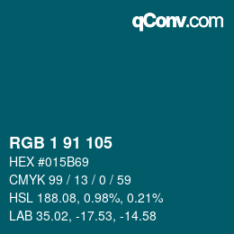 カラーコード: RGB 1 91 105 | qconv.com