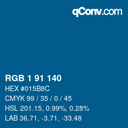 カラーコード: RGB 1 91 140 | qconv.com