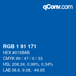 Color code: RGB 1 91 171 | qconv.com