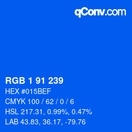 カラーコード: RGB 1 91 239 | qconv.com