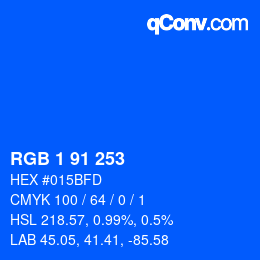 カラーコード: RGB 1 91 253 | qconv.com