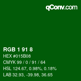颜色代码: RGB 1 91 8 | qconv.com