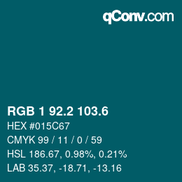 カラーコード: RGB 1 92.2 103.6 | qconv.com