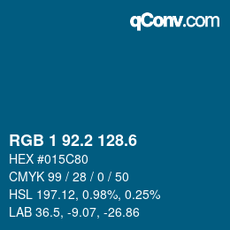 カラーコード: RGB 1 92.2 128.6 | qconv.com