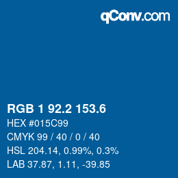カラーコード: RGB 1 92.2 153.6 | qconv.com