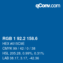 カラーコード: RGB 1 92.2 158.6 | qconv.com