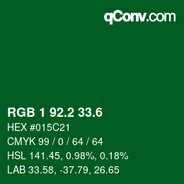 カラーコード: RGB 1 92.2 33.6 | qconv.com