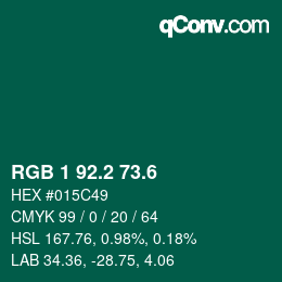 カラーコード: RGB 1 92.2 73.6 | qconv.com