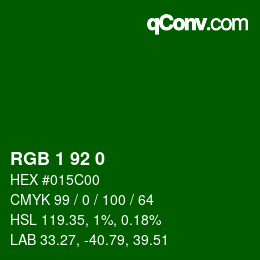 颜色代码: RGB 1 92 0 | qconv.com