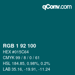 Color code: RGB 1 92 100 | qconv.com