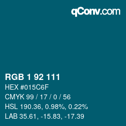 カラーコード: RGB 1 92 111 | qconv.com