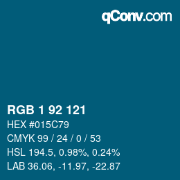 カラーコード: RGB 1 92 121 | qconv.com